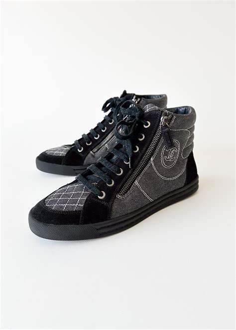 chanel black high tops